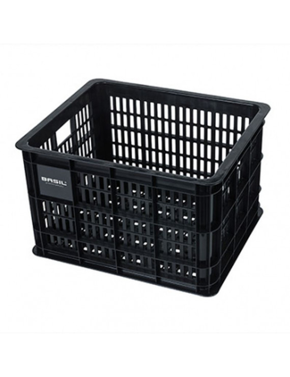 PANIER - CAISSE PLASTIQUE BASIL NOIRE 33L AVANT-ARRIERE (40 x 33 x 25 cm)