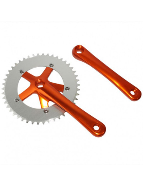PEDALIER ROUTE FIXIE 3.30 ALU ORANGE 165mm PLATEAU 46D. (SINGLESPEED)