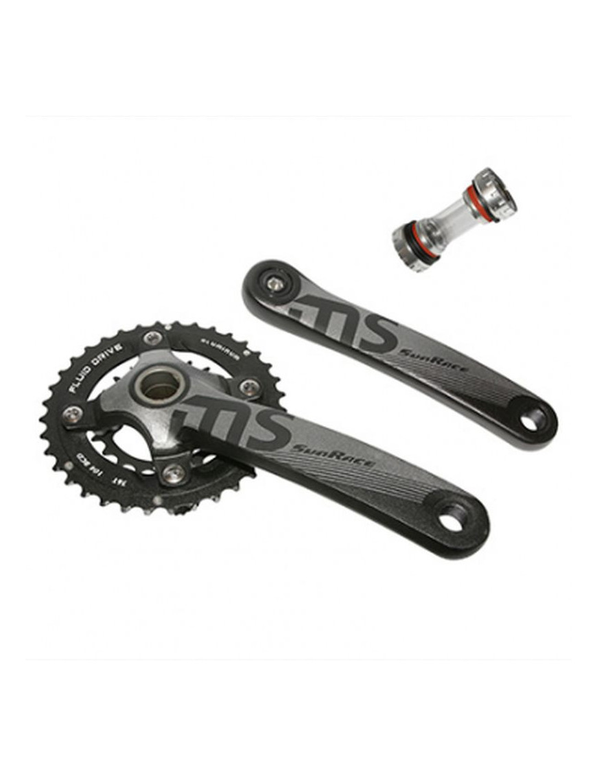 PEDALIER VTT SUNRACE 10V. MS10 ALU NOIR 175mm 40-30-22 INTEGRE AVEC CUVETTE