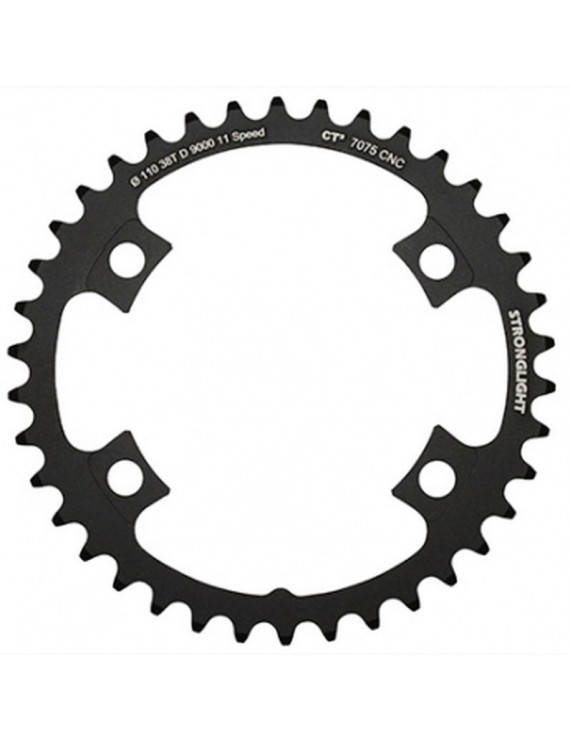 PLATEAU ROUTE 4BRA D.110 POUR SHIMANO DURA-ACE 9000 STRONGLIGHT 38DTS INTERIEUR COMPATIBLE ULTEGRA 6800 NOIR CT2  11V.