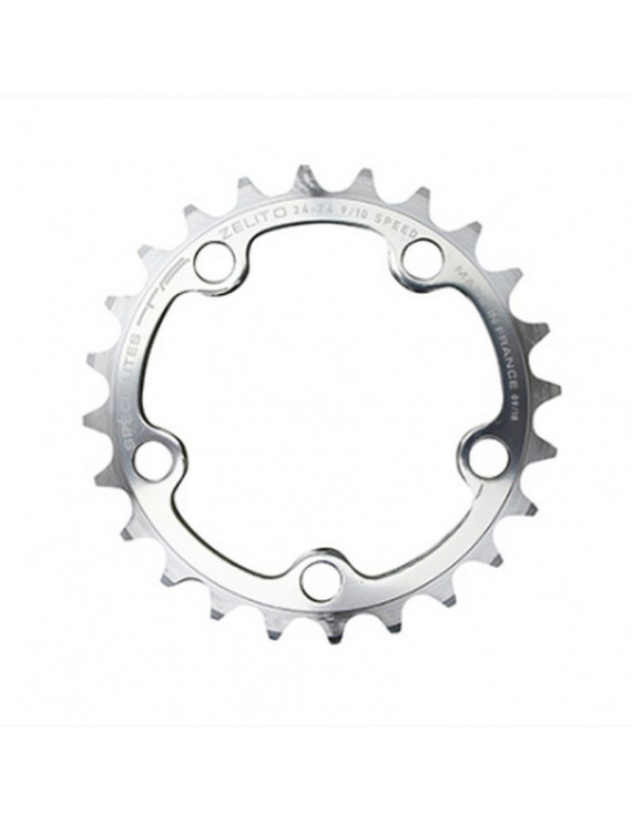 PLATEAU ROUTE 5BRA D.74 TA ZELITO 24DTS TRIPLE INTERIEUR ARGENT ALU 7075 TYPE SHIMANO 9-10V.