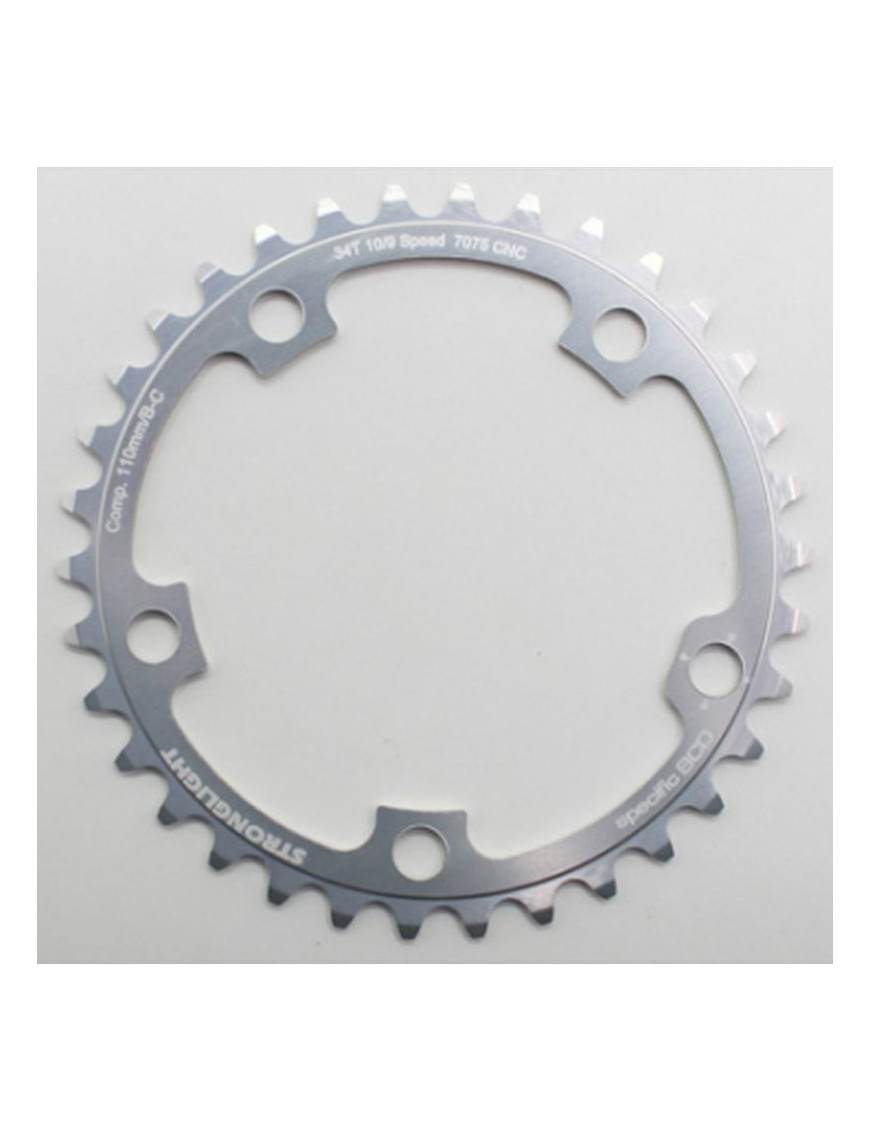 PLATEAU ROUTE 5BRA D.110 STRONGLIGHT ULTRA TORQUE  34DTS INTERIEUR CAMPAGNOLO ARGENT ALU 7075  10V.
