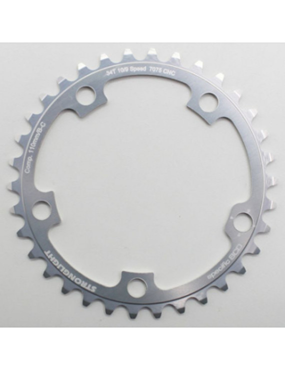 PLATEAU ROUTE 5BRA D.110 STRONGLIGHT ULTRA TORQUE  34DTS INTERIEUR CAMPAGNOLO ARGENT ALU 7075  10V.