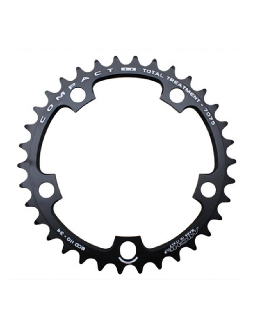 PLATEAU ROUTE 5BRA D.110 MICHE 34DTS INTERIEUR TYPE SHIMANO ET CAMPAGNOLO ALU NOIR 9-10V.