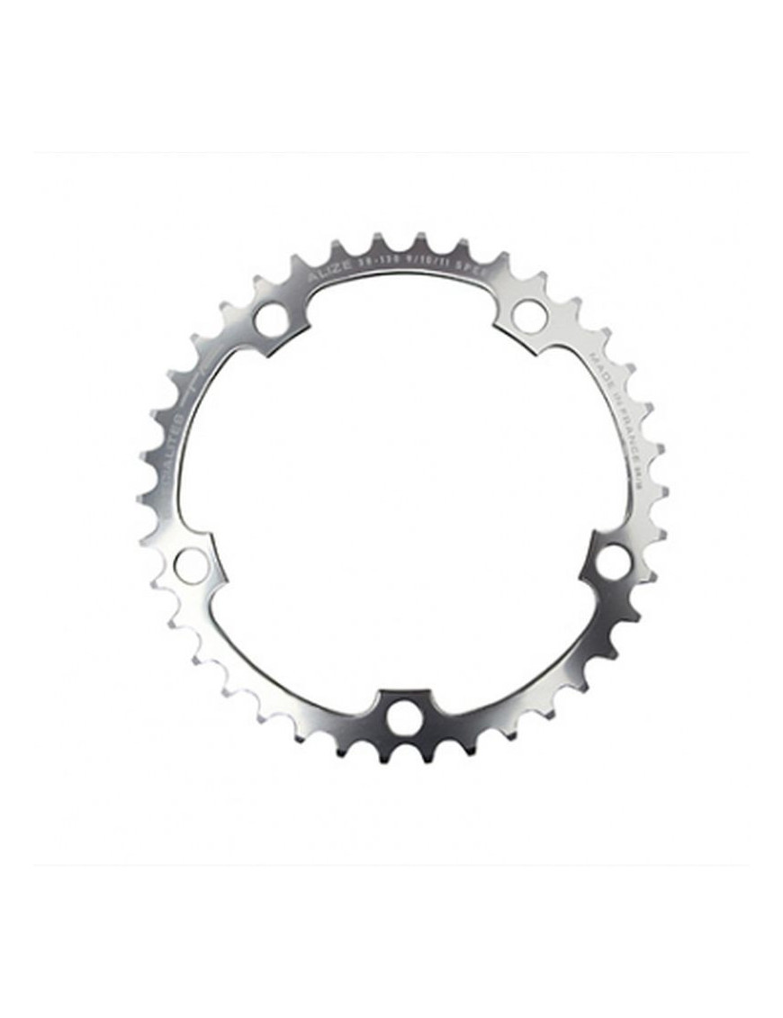 PLATEAU ROUTE 5BRA D.130 TA ALIZE 38DTS INTERIEUR ARGENT ALU 7075 TYPE SHIMANO 8-9-10V.