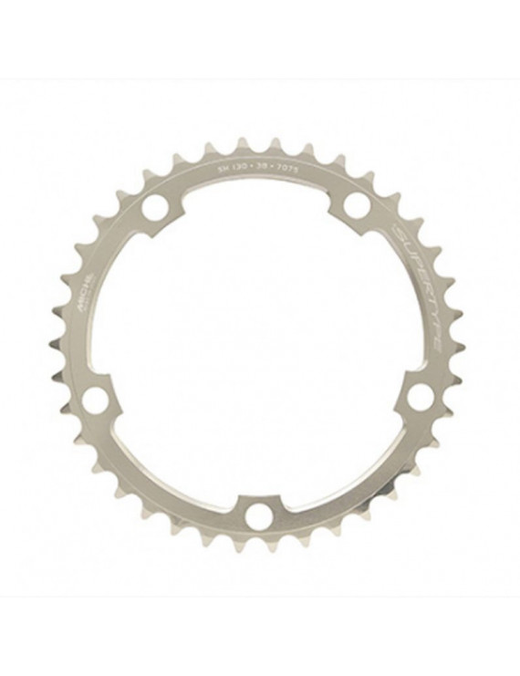 PLATEAU ROUTE 5BRA D.130 MICHE 38DTS INTERIEUR TYPE SHIMANO ARGENT 9-10V.