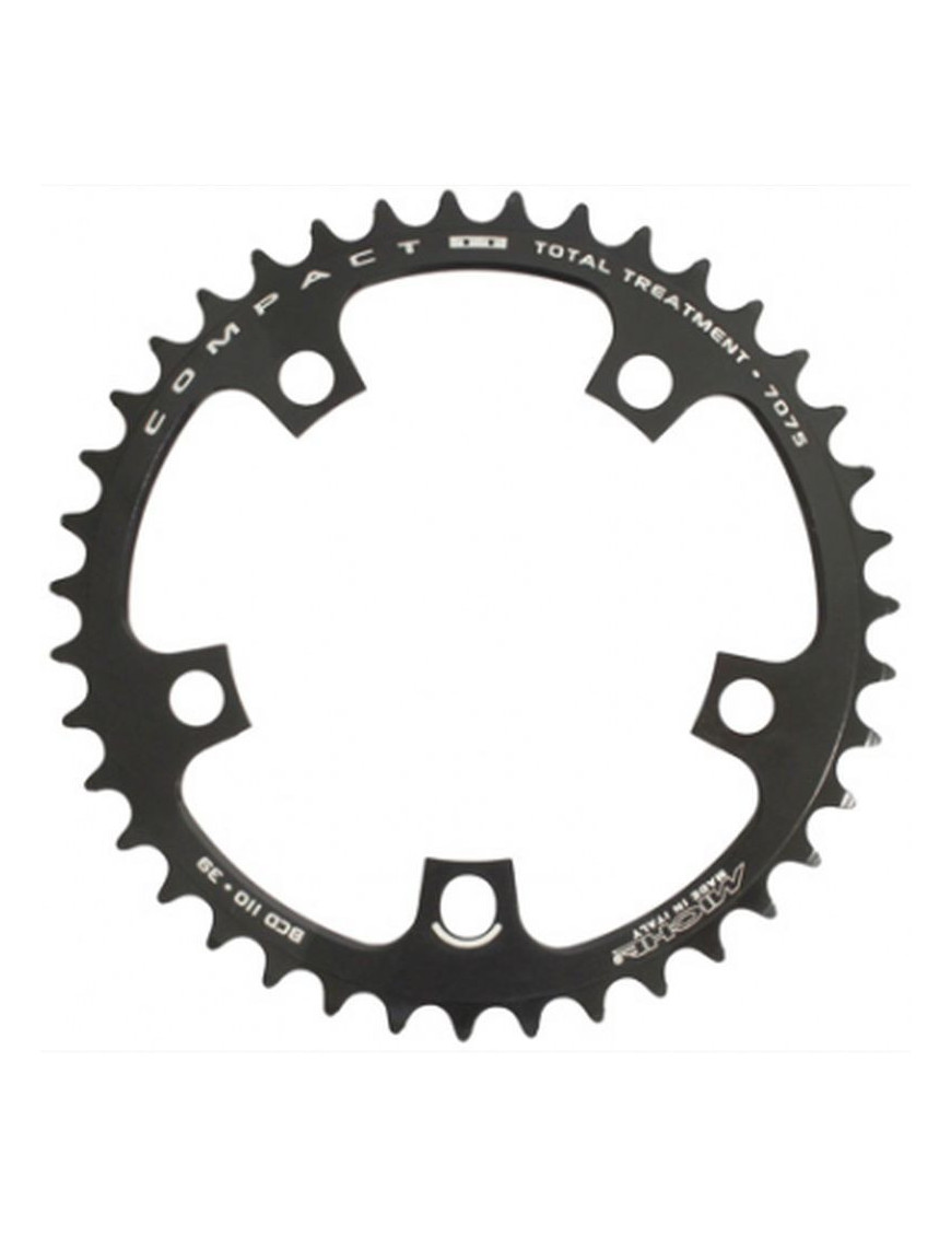 PLATEAU ROUTE 5BRA D.110 MICHE 39DTS INTERIEUR TYPE SHIMANO ET CAMPAGNOLO ALU NOIR 9-10V.