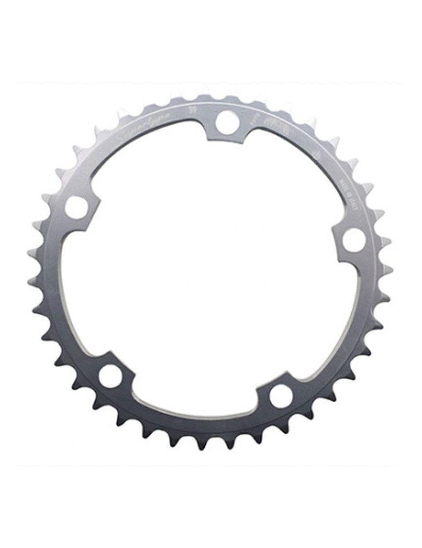 PLATEAU ROUTE 5BRA D.130 MICHE 39DTS INTERIEUR TYPE SHIMANO ARGENT 9-10V.