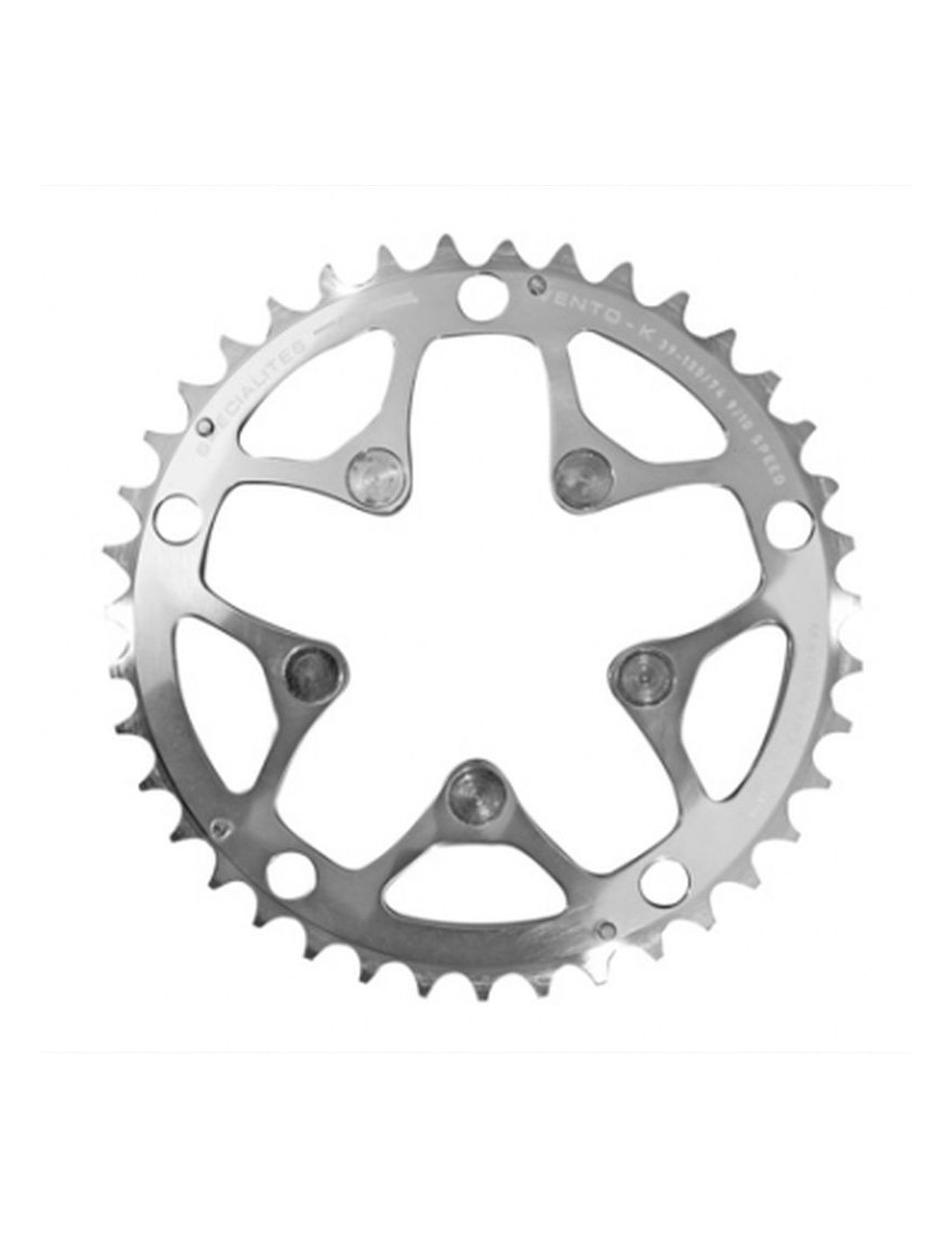 PLATEAU ROUTE 5BRA D.135 TA VENTO TRIPLE 39DTS PORTEUR ARGENT ALU 7075 TYPE SHIMANO 9-10V.