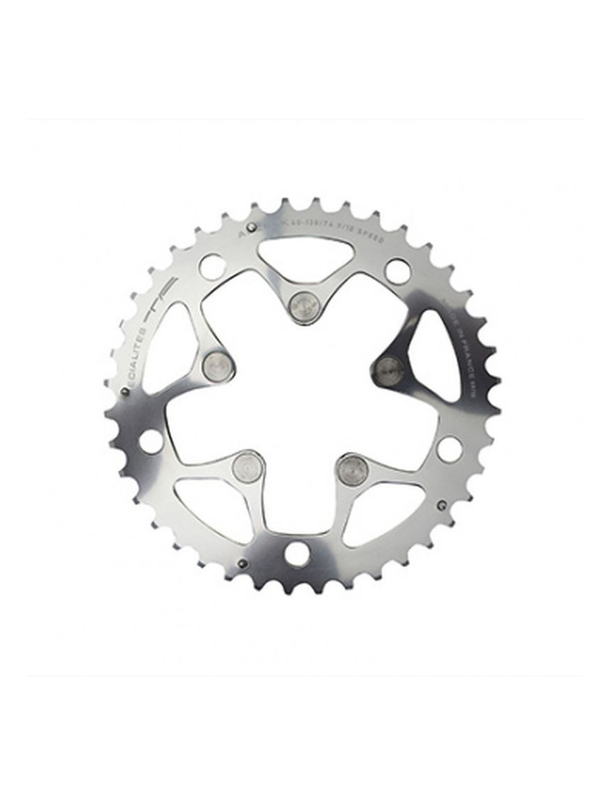 PLATEAU ROUTE 5BRA D.130 TA ALIZE TRIPLE 42DTS PORTEUR ARGENT ALU 7075 TYPE SHIMANO 8-9-10V.