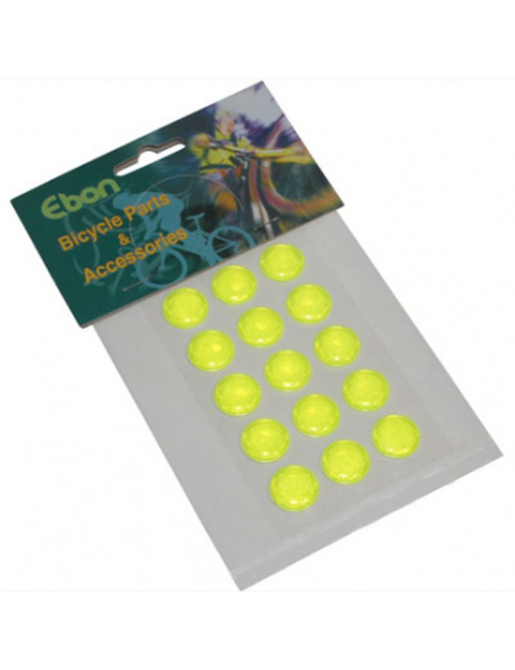 AUTOCOLLANT-STICKER REFLECHISSANT JAUNE FLUO ROND DIAM 16mm (KIT 15 PIECES)