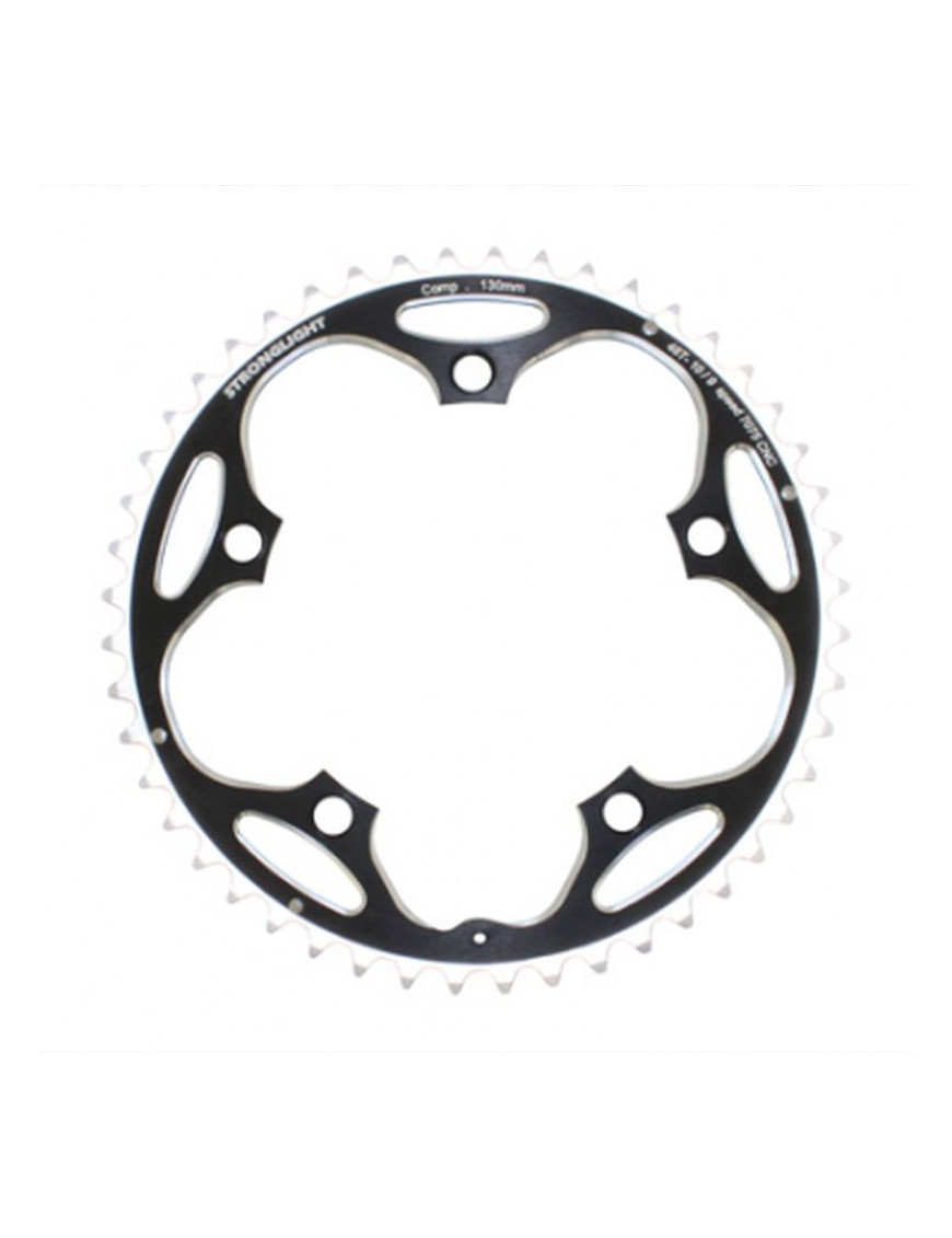 PLATEAU ROUTE 5BRA D.130 STRONGLIGHT 48DTS EXTERIEUR NOIR ALU 7075 TYPE SHIMANO  9-10V.