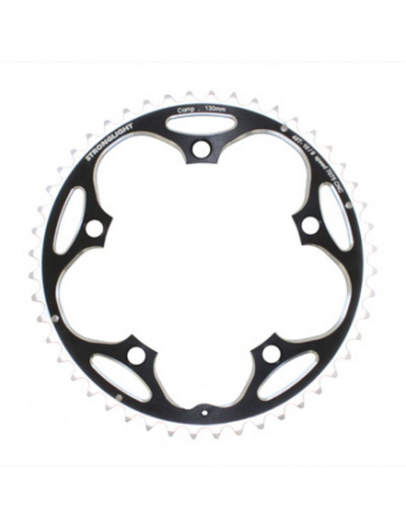 PLATEAU ROUTE 5BRA D.130 STRONGLIGHT 48DTS EXTERIEUR NOIR ALU 7075 TYPE SHIMANO  9-10V.