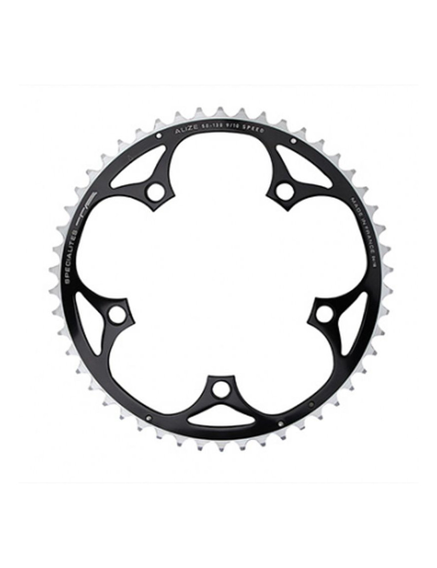 PLATEAU ROUTE 5BRA D.130 TA ALIZE 50DTS EXTERIEUR NOIR ALU 7075 TYPE SHIMANO 8-9-10V.