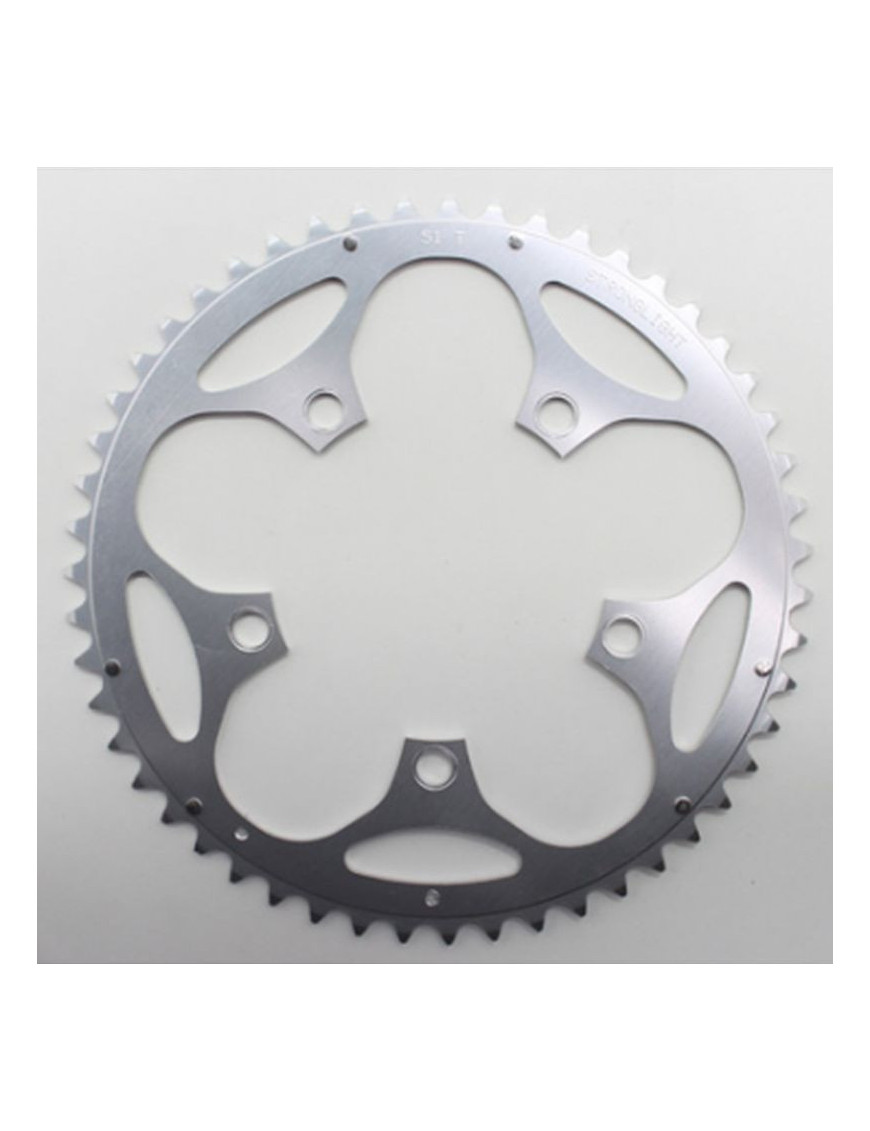 PLATEAU ROUTE 5BRA D.110 STRONGLIGHT DURAL 51DTS EXTERIEUR ARGENT TYPE SHIMANO 8-9V.