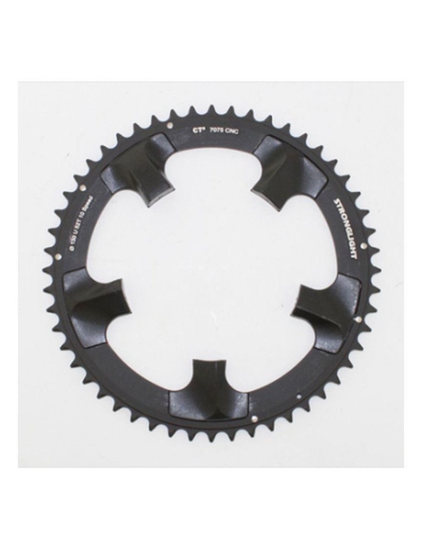 PLATEAU ROUTE 5BRA D.130 POUR SHIMANO ULTEGRA 6700 STRONGLIGHT CT2 52DTS EXTERIEUR COMPATIBLE DURA-ACE 7900 NOIR 10V.