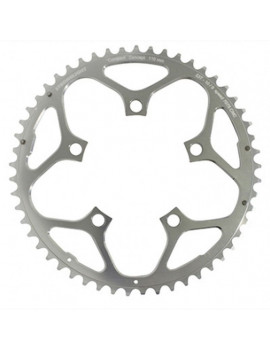 PLATEAU ROUTE 5BRA 53DTS D.110 COMPACT EXTERIEUR ARGENT ALU 7075 STRONGLIGHT TYPE SHIMANO 9-10V.