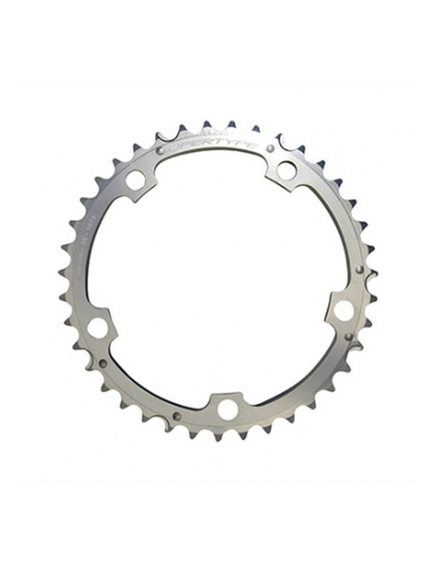 PLATEAU ROUTE 5BRA D.130  MICHE 39DTS MILIEU TRIPLE TYPE SHIMANO ALU ARGENT 9-10V.