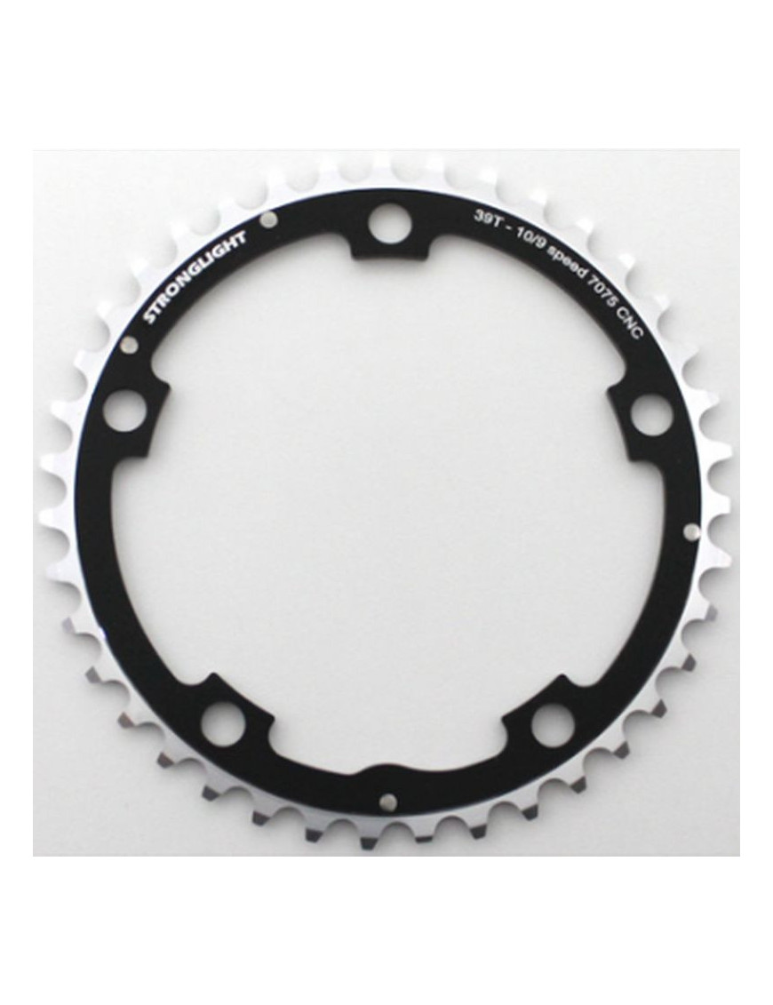 PLATEAU ROUTE 5BRA D.130 STRONGLIGHT 39DTS TRIPLE MILIEU NOIR ALU 7075 TYPE SHIMANO 9-10V.