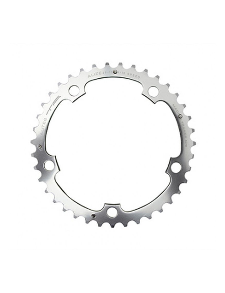PLATEAU ROUTE 5BRA D.130 TA ALIZE TRIPLE 42DTS MILIEU ARGENT ALU 7075 TYPE SHIMANO 8-9-10V.