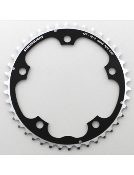 PLATEAU ROUTE 5BRA D.130 STRONGLIGHT 42DTS TRIPLE MILIEU NOIR ALU 7075 TYPE SHIMANO 9-10V.