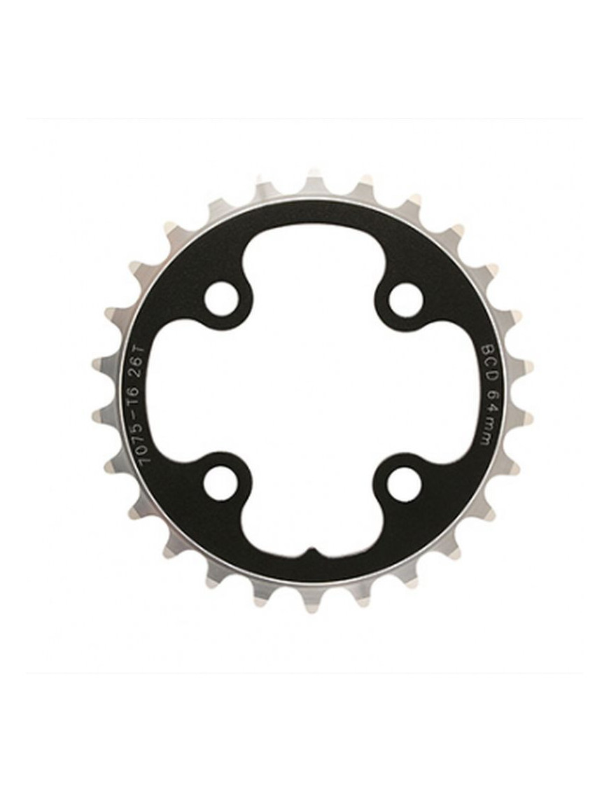 Plateau VTT 4bra double 26dts d.64 2x10 intérieur noir fsa