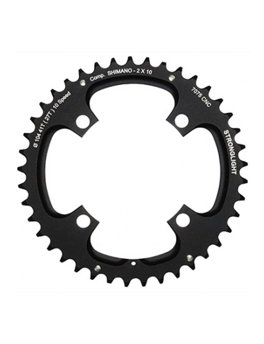 PLATEAU VTT 4BRA D.104 POUR SHIMANO STRONGLIGHT DOUBLE 41DTS EXTERIEUR NOIR 2x10V. (SAUF XT-XTR) NON FILETE 10V. - EPAISSEUR 5m