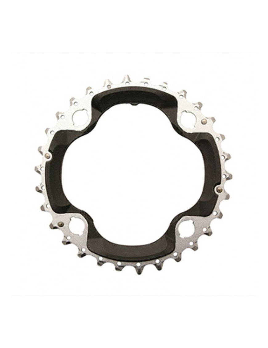 PLATEAU VTT 4BRA D.96 POUR SHIMANO SLX M672 - XT M782 TRIPLE 30DTS MILIEU ORIGINE ARGENT-NOIR 10V.