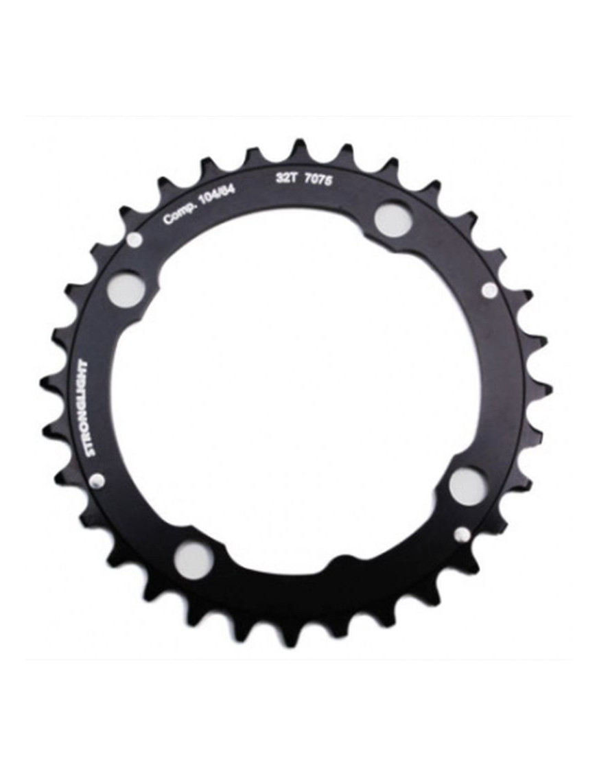 PLATEAU VTT 4BRA D.104 STRONGLIGHT TRIPLE 32DTS MILIEU NOIR ALU - EPAISSEUR 4mm 8-9V.