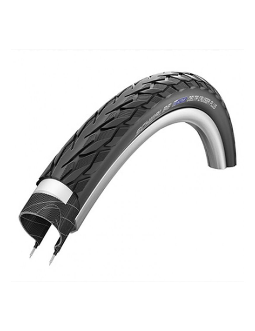 PNEU VTC URBAIN 700 X 35 SCHWALBE DELTA CRUISER PLUS NOIR TR (35-622) RENFORT GREEN GUARD FLANC REFLEX