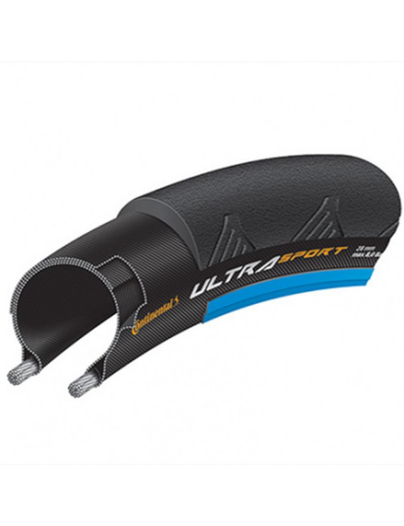 Pneu ROUTE 700 x 23 continental ultra sport2 noir/bleu 320g 180tp...