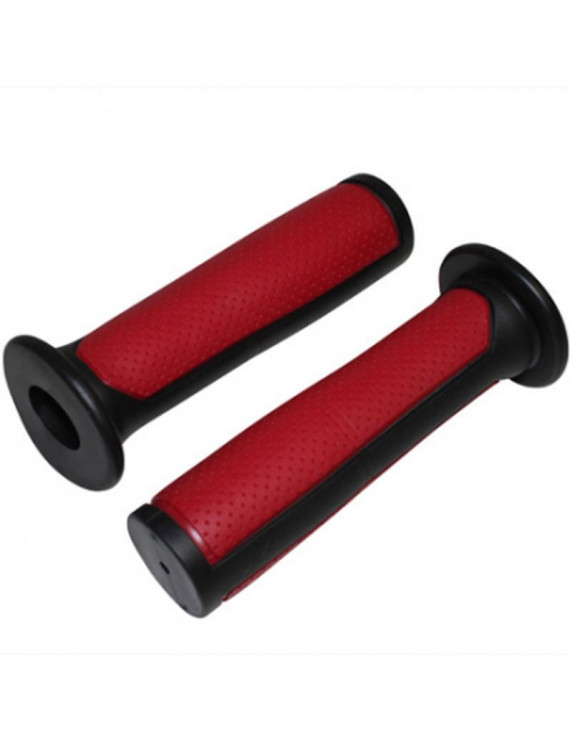 POIGNEE BMX NOIR-ROUGE BI-MATIERE L125mm AVEC COLLERETTE (PAIRE)