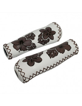 Poignee CITY newton grip311 blanc fleur marron l135mm (paire)