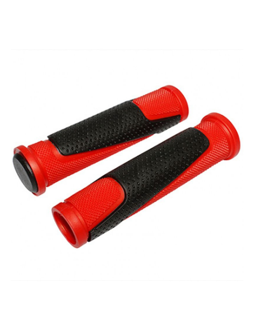POIGNEE VTT NEWTON BI-MATIERE ROUGE-NOIR L130mm (PAIRE)