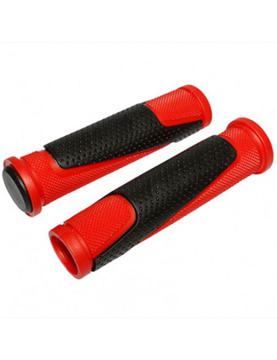 POIGNEE VTT NEWTON BI-MATIERE ROUGE-NOIR L130mm (PAIRE)
