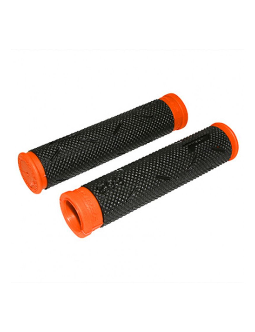 POIGNEE VTT PROGRIP 808 NOIR-ORANGE FLUO Ø22mm L120mm (PAIRE)