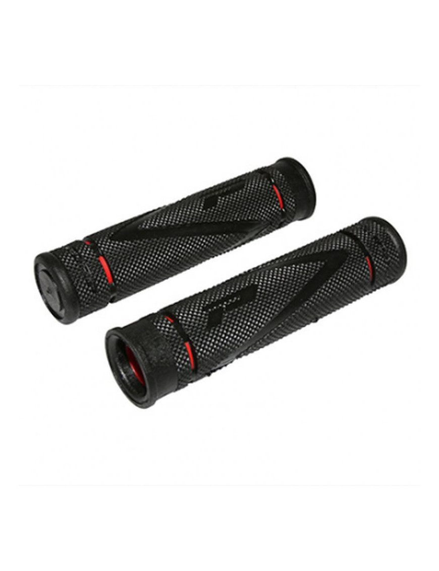 POIGNEE VTT PROGRIP 838 DOUBLE DENSITE NOIR-ROUGE Ø22mm L122mm (PAIRE)