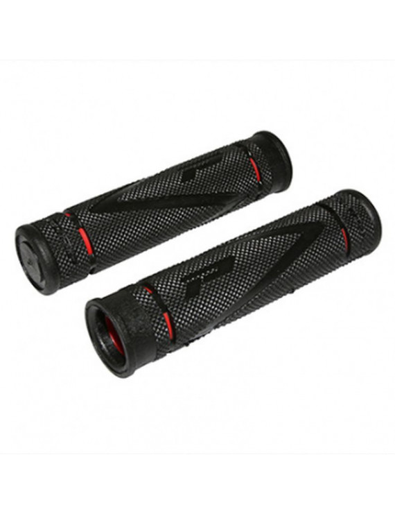 POIGNEE VTT PROGRIP 838 DOUBLE DENSITE NOIR-ROUGE Ø22mm L122mm (PAIRE)