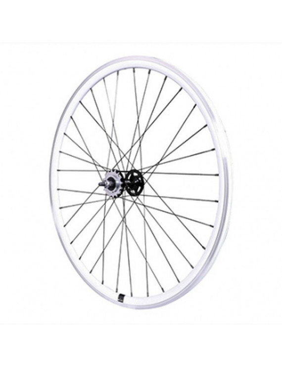 ROUE ROUTE - FIXIE - PISTE P2R 30mm BLANC ARRIERE DOUBLE FILETAGE AVEC PIGNON 16DTS