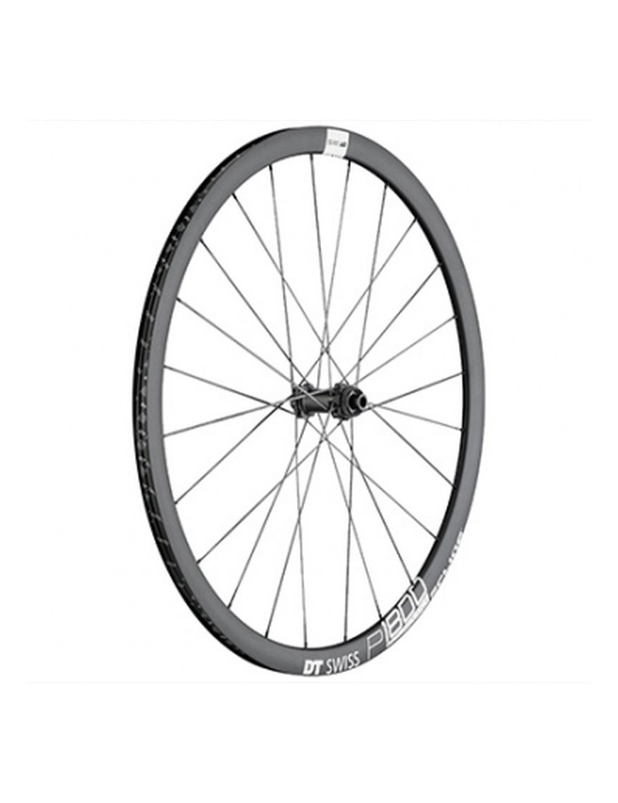 ROUE ROUTE 700 DT SWISS P1800-32 PERFORMANCE SPLINE DISC CENTERLOCK AXE 12-100mm AVANT NOIR PNEU 23-25mm (HAUTEUR JANTE 32m) AD