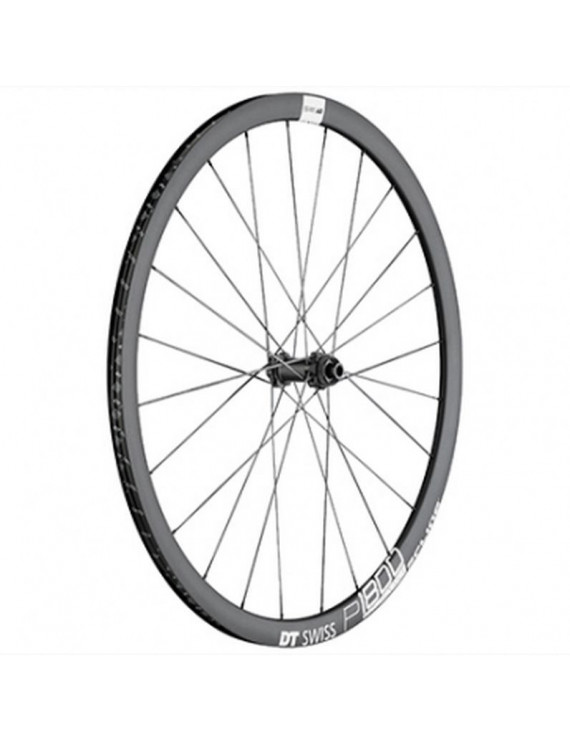 ROUE ROUTE 700 DT SWISS P1800-32 PERFORMANCE SPLINE DISC CENTERLOCK AXE 12-100mm AVANT NOIR PNEU 23-25mm (HAUTEUR JANTE 32m) AD