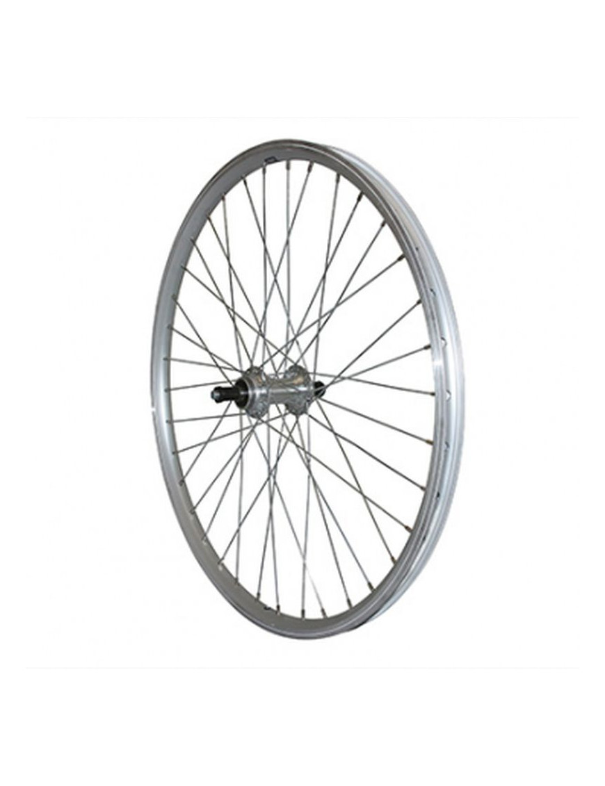 "ROUE VTT 24"" ARRIERE ALU ARGENT DOUBLE PAROI MOY ALU BLOCAGE ROUE LIBRE 7-6V."