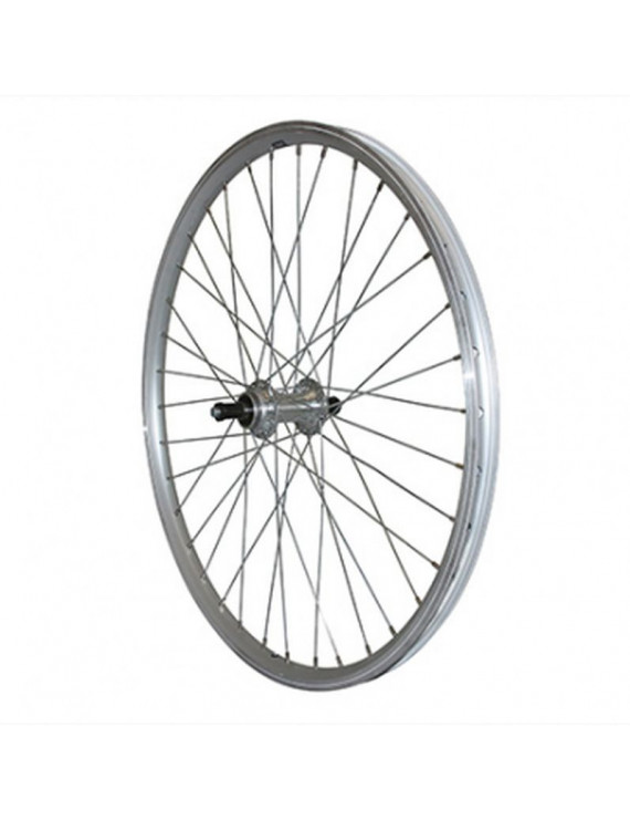 "ROUE VTT 24"" ARRIERE ALU ARGENT DOUBLE PAROI MOY ALU BLOCAGE ROUE LIBRE 7-6V."