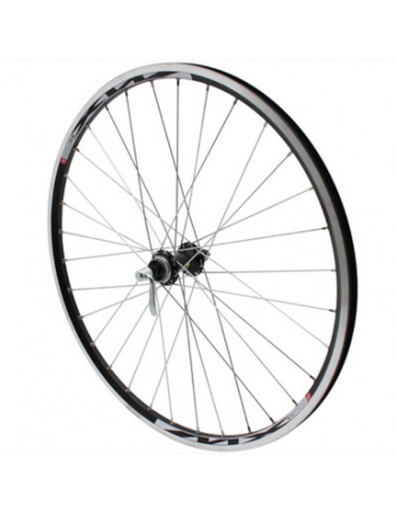 "ROUE VTT 26"" MX220 AVANT NOIR DOUBLE PAROI OEILLET MOY SHIMANO RM65 DISC CENTERLOCK NOIR RAYON ARGENT BLOCAGE (UTILISATION V-