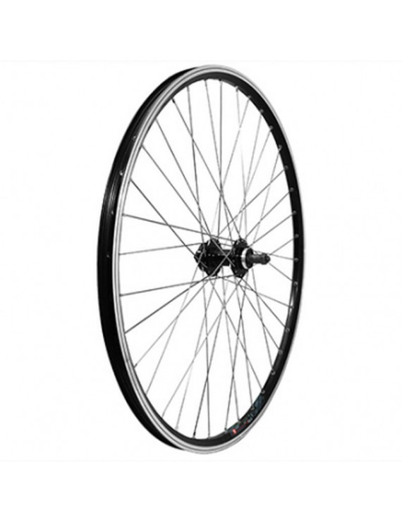 "ROUE VTT 29"" ARRIERE NOIR POUR V-BRAKE ET DISC MOYEU ROUE LIBRE COMPATIBLE DISC 6 TROUS (JANTE DOUBLE PAROI AVEC OEILLETS-RAY