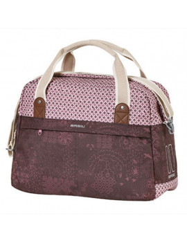 SAC VELO BASIL BOHEME 18L ROUGE FIGUE FIXATION RAPIDE HOOK-ON SUR PORTE BAGAGE AVANT-ARRIERE (44x17x31cm)