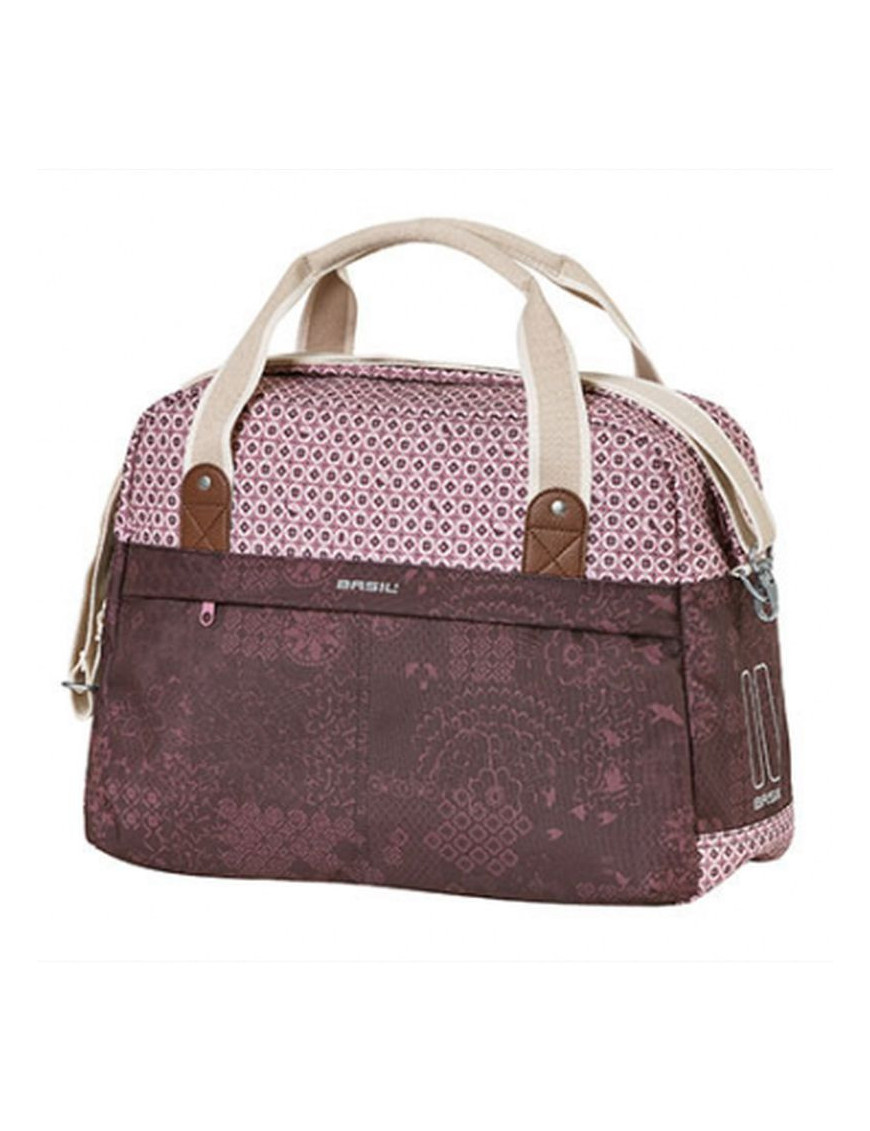 SAC VELO BASIL BOHEME 18L ROUGE FIGUE FIXATION RAPIDE HOOK-ON SUR PORTE BAGAGE AVANT-ARRIERE (44x17x31cm)