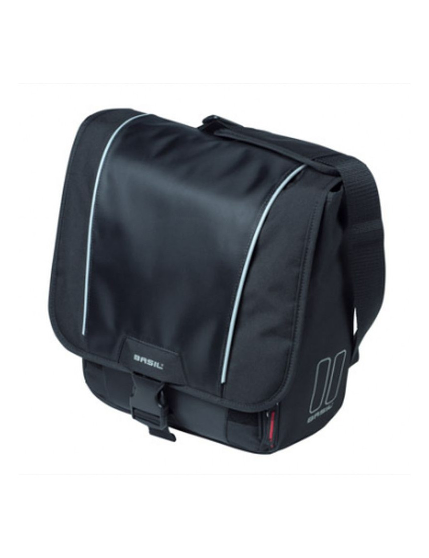 SACOCHE ARRIERE VELO LATERALE BASIL SPORT DROIT-GAUCHE AVEC PROTEGE PLUIE 18L NOIR FIXATION HOOK ON SUR PORTE BAGAGE- SPECIAL V