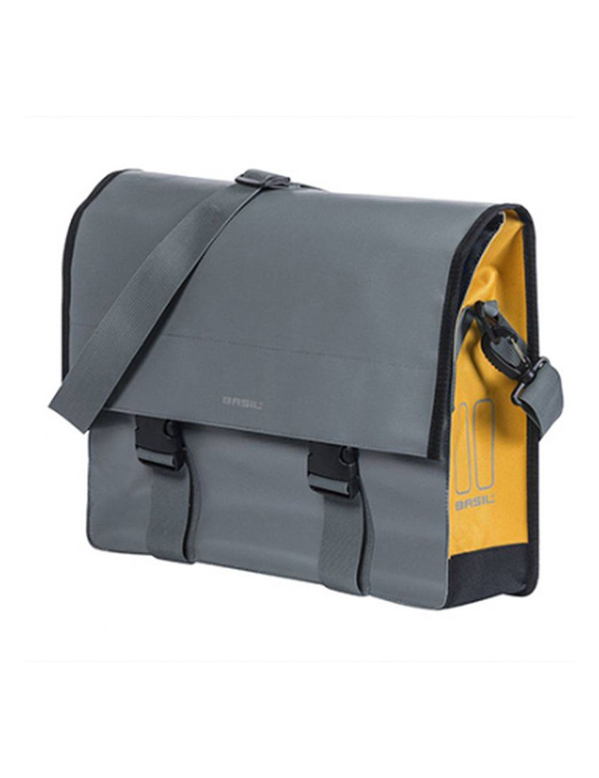 SACOCHE ARRIERE VELO LATERALE BASIL URBAN LOAD 17L GRIS-ORANGE 100% WATERPROOF - (31x15x29cm)