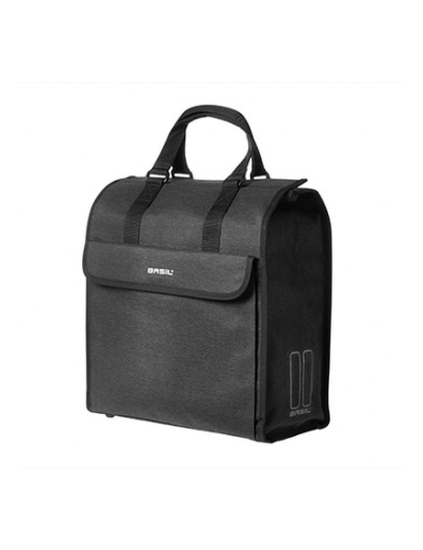 SACOCHE ARRIERE VELO LATERALE BASIL MIRA NOIR DROIT-GAUCHE 17L FIXATION PORTE BAGAGE SUR CROCHET HOOK